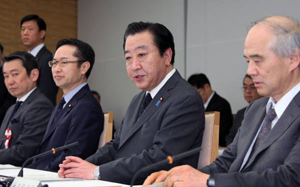 野田总理出席了在总理大臣官邸召开的第3次国家战略会议新领域分科会。