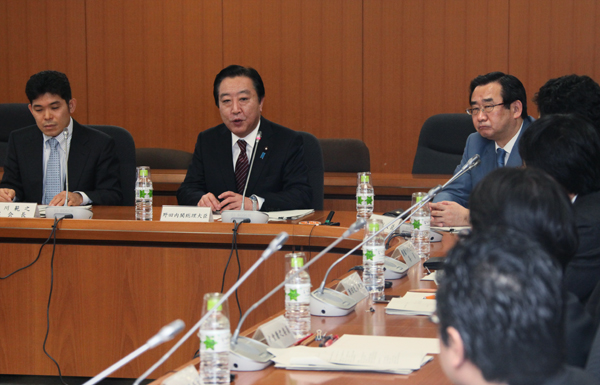 野田总理出席了在内阁府本府召开的国家战略会议新领域分科会繁荣的新领域部会。
