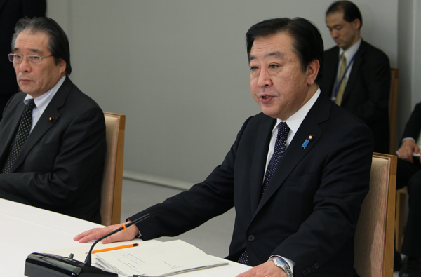 野田总理在总理大臣官邸召开了有关核电站的第次6四大臣会议。