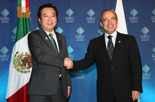 2012年6月17日（当地时间），野田总理为了出席二十国集团洛斯卡沃斯峰会访问了墨西哥合众国洛斯卡沃斯。