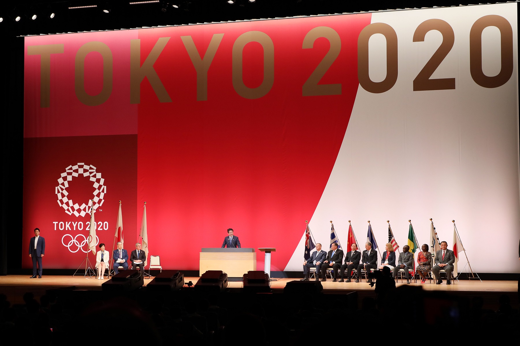 東京２０２０オリンピック１年前セレモニーで挨拶する安倍総理２
