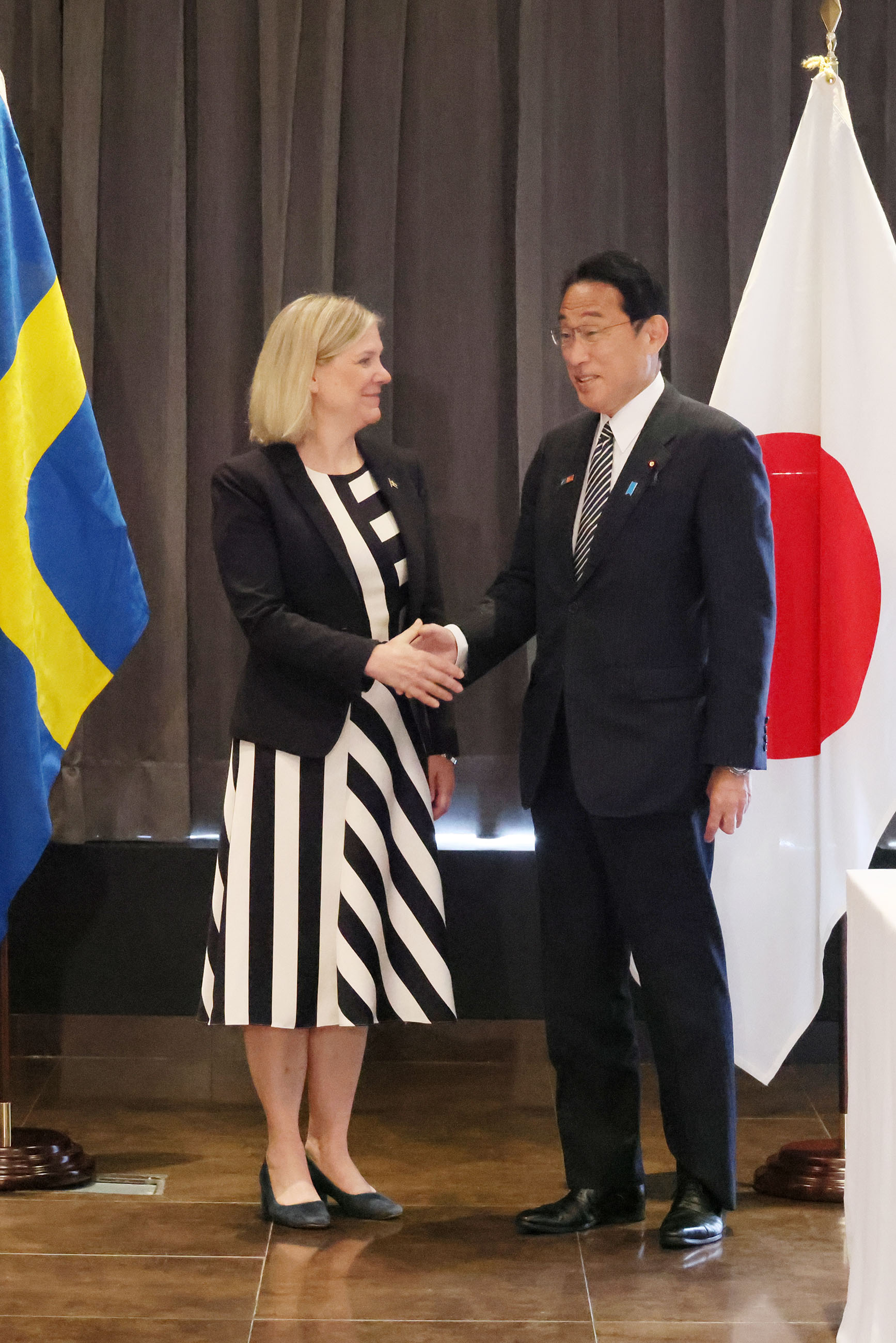 アンデション・スウェーデン首相と会談する岸田総理３