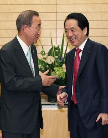 国際連合の潘基文事務総長と会談する菅総理１
