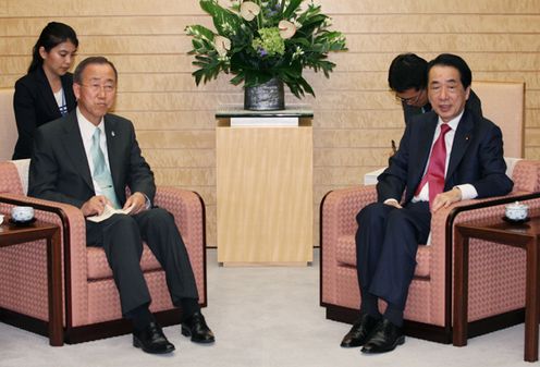 国際連合の潘基文事務総長と会談する菅総理２