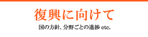 復興に向けて 国の方針、分野ごとの進捗