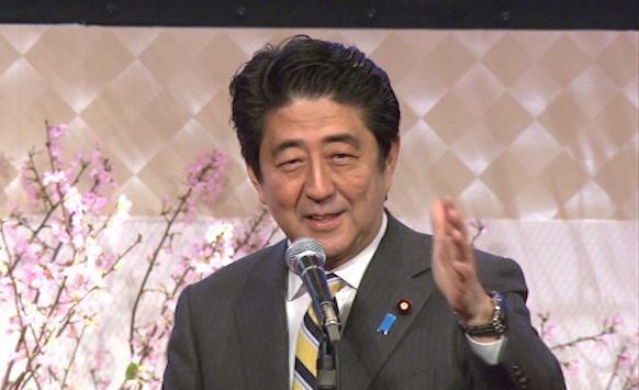 安倍总理在东京都内出席了正论大奖颁奖仪式。