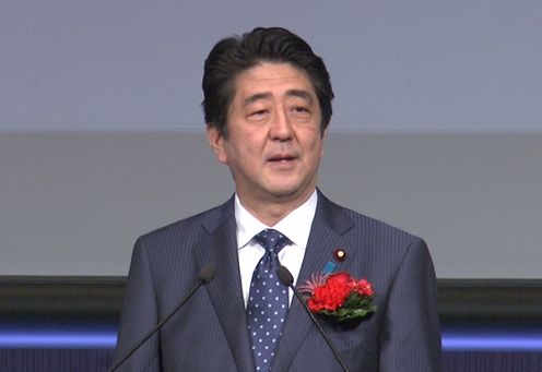 安倍总理出席了在东京都内虎之门新城举行的开业典礼。