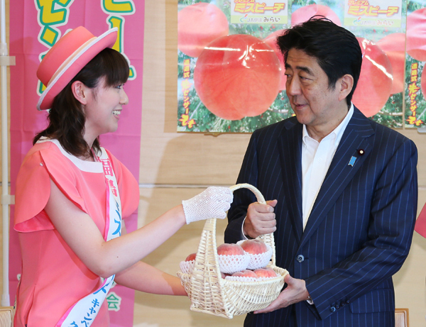 安倍总理在总理大臣官邸接受了“桃子小姐”等的拜会。