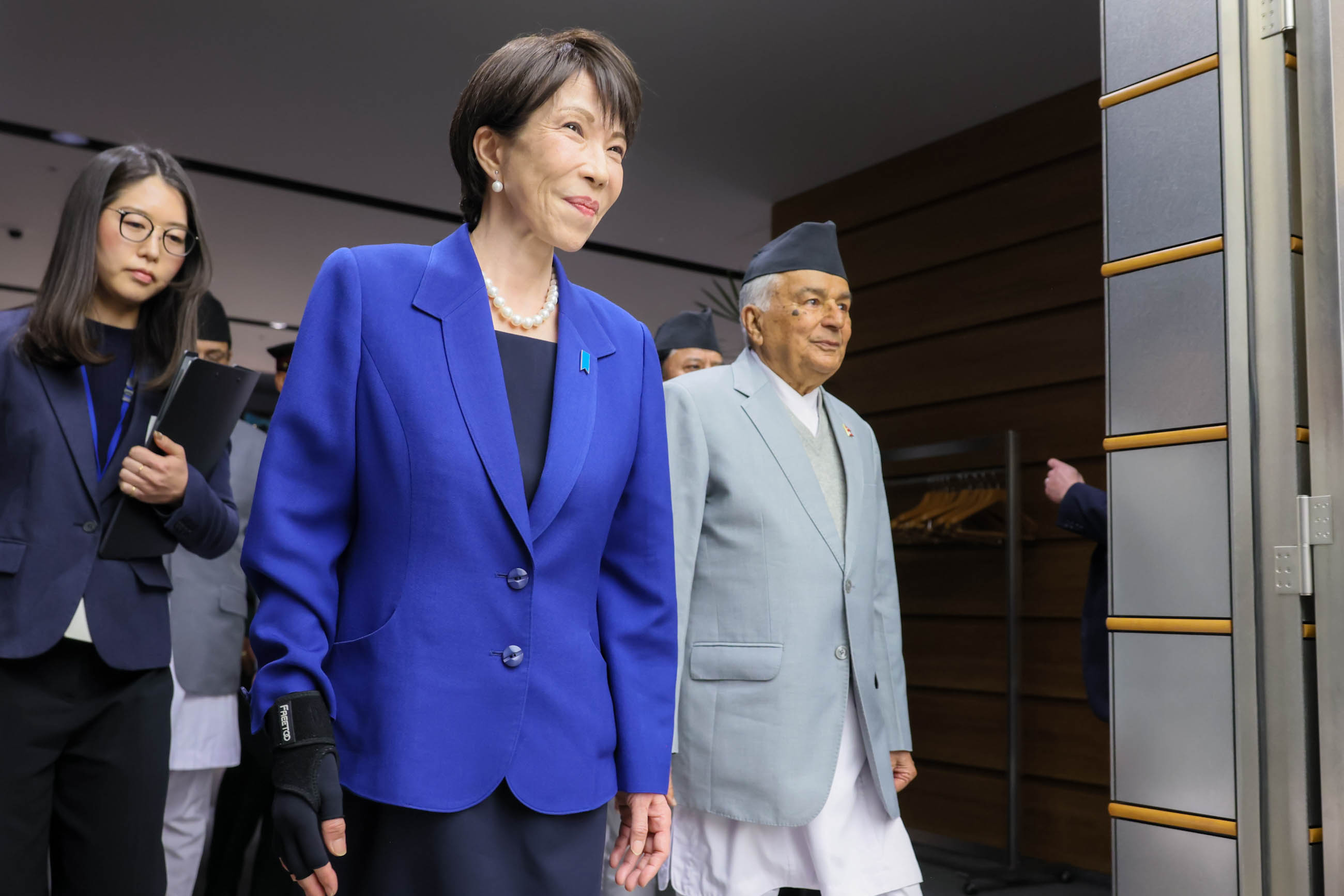 高市首相与保德尔总统出席会谈2