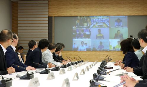 安倍总理在总理大臣官邸进行了2018年度原子能综合防灾训练。