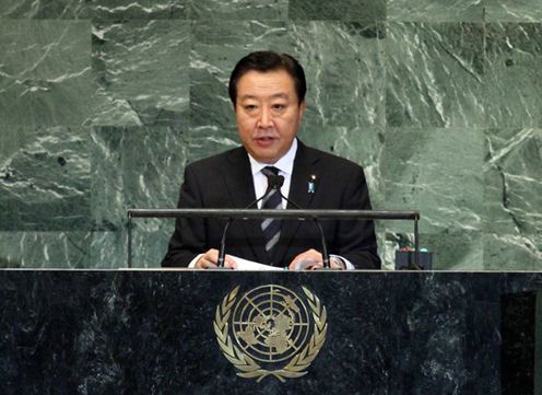 为了出席第67届联合国大会，正在美国纽约访问的野田总理作了一般性辩论发言。