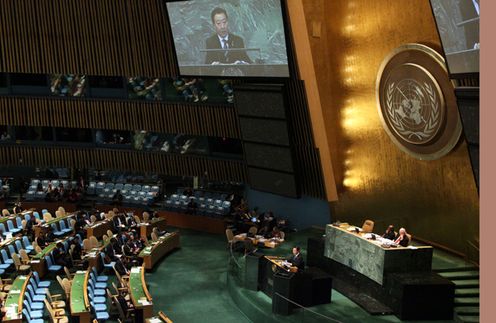 为了出席第67届联合国大会,正在美国纽约访问的野田总理作了一般性辩论发言。