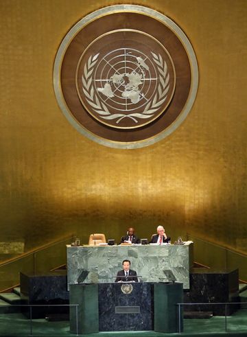 为了出席第67届联合国大会，正在美国纽约访问的野田总理作了一般性辩论发言。