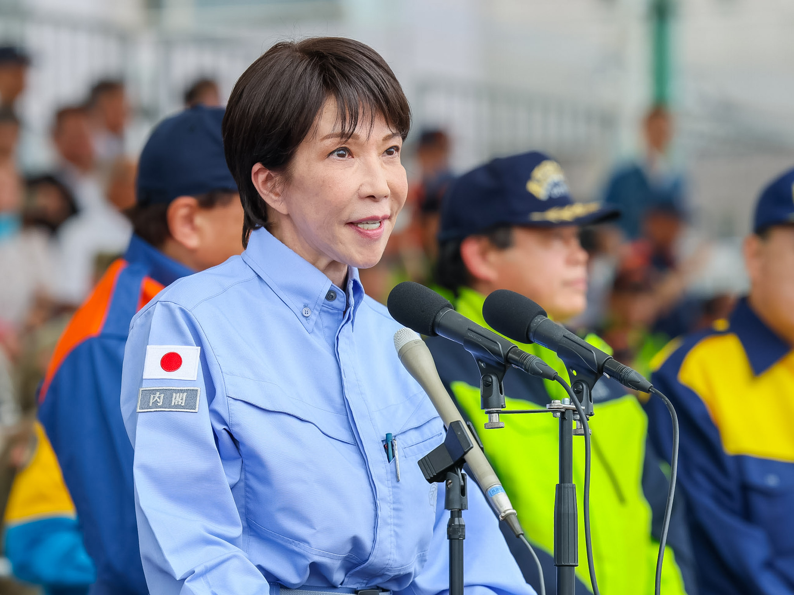 九都県市合同防災訓練で挨拶する高市総理１
