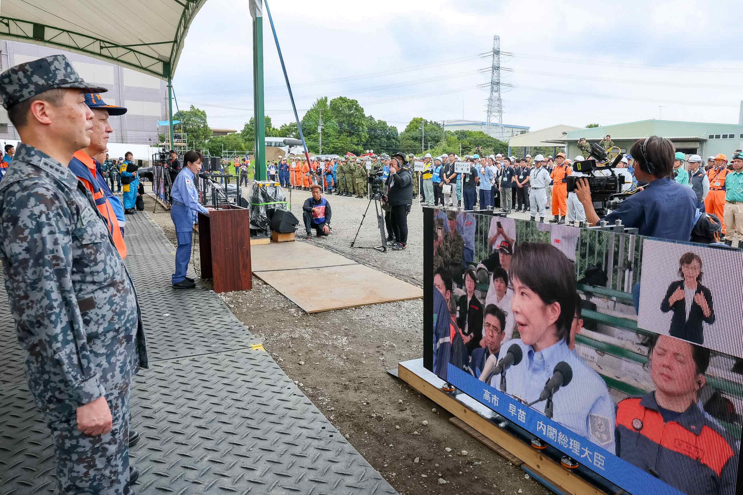 九都県市合同防災訓練で挨拶する高市総理３