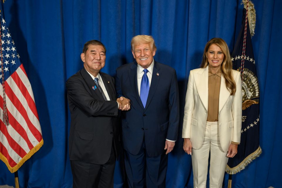 トランプ大統領夫妻主催レセプションに出席する石破総理（写真提供：ホワイトハウス）