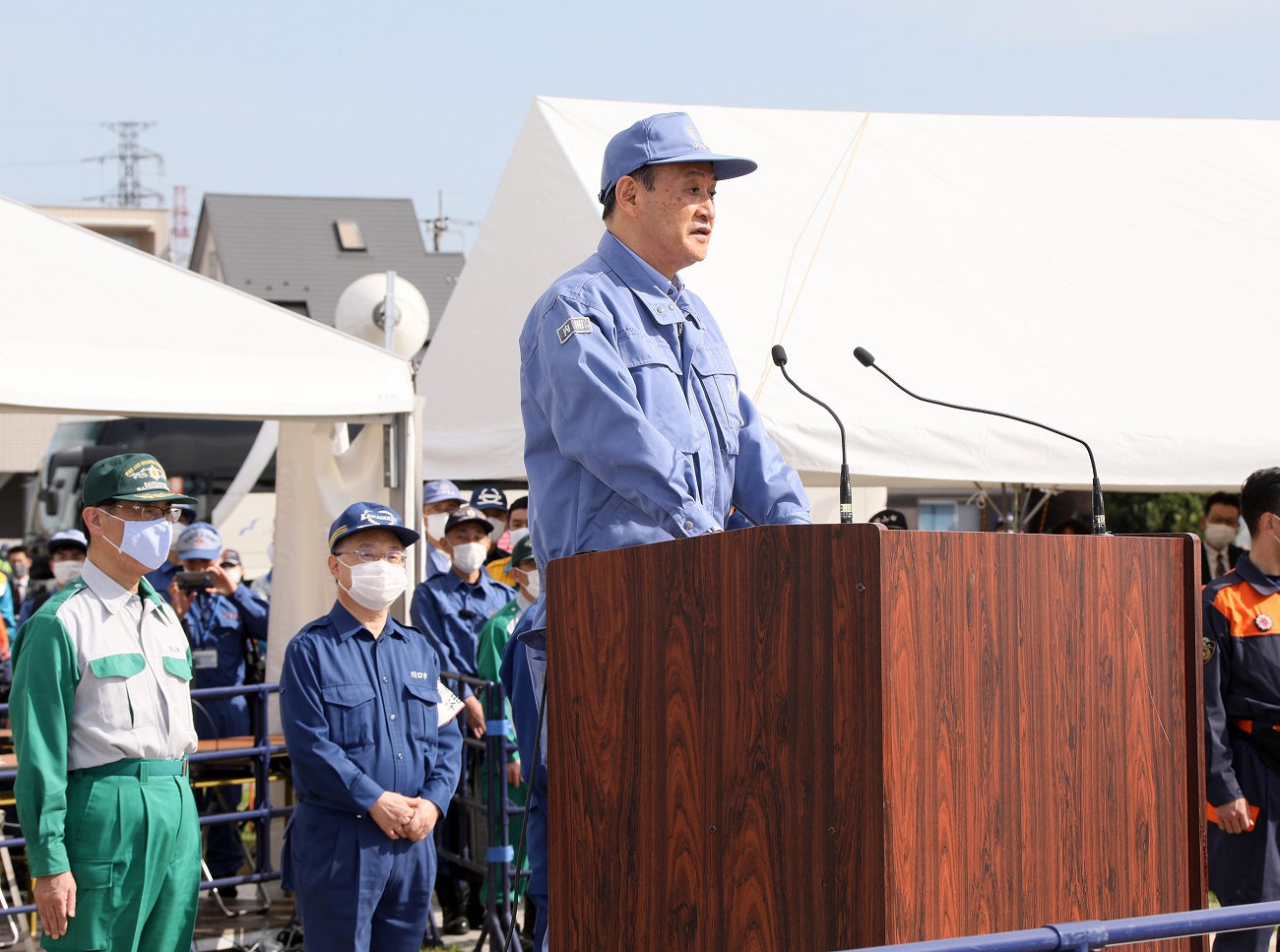 九都県市合同防災訓練で挨拶する菅総理１