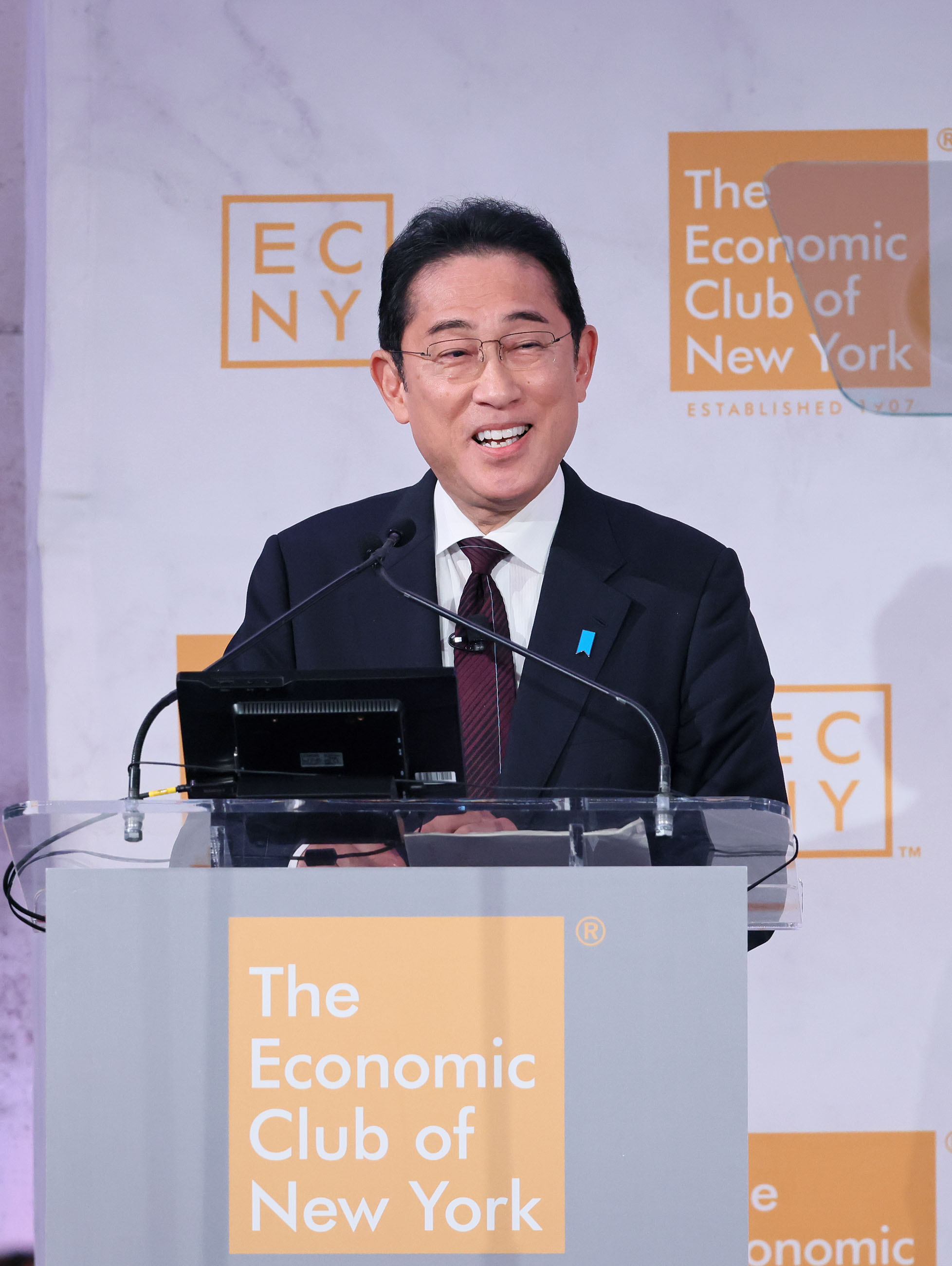 ニューヨーク経済クラブ主催による講演を行う岸田総理４