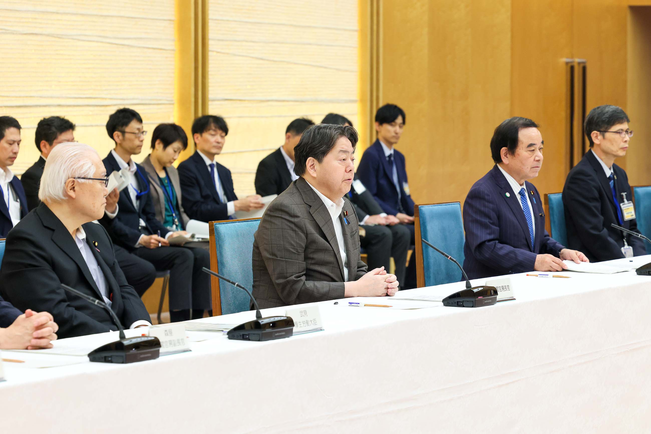 会議のまとめを行う林官房長官１