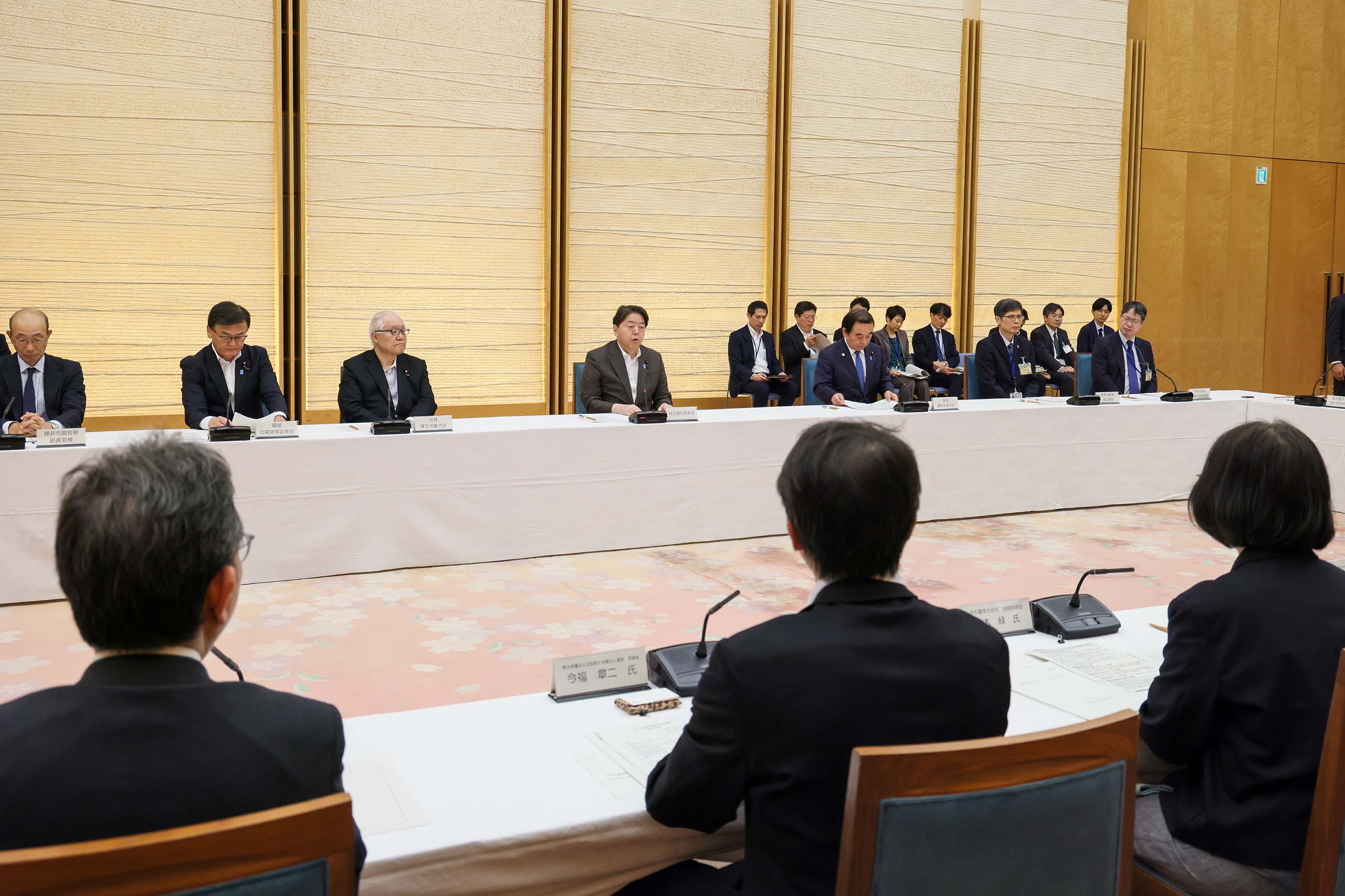 会議のまとめを行う林官房長官３