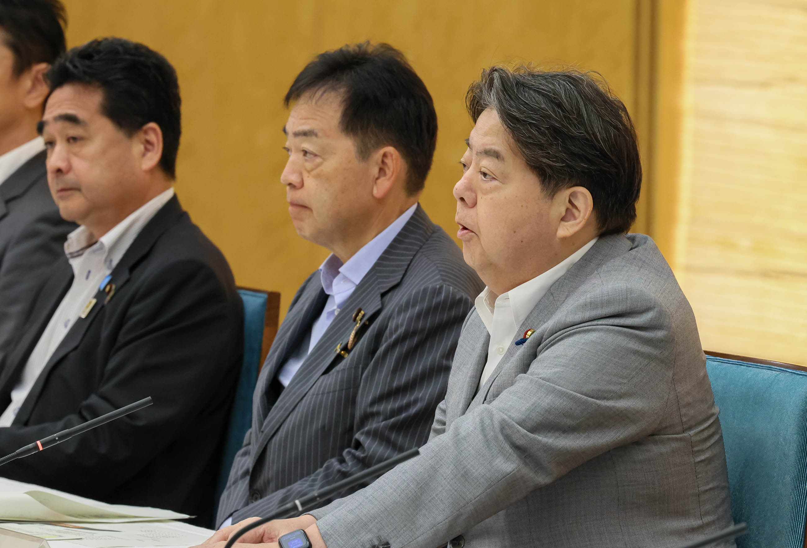 会議のまとめを行う林官房長官７