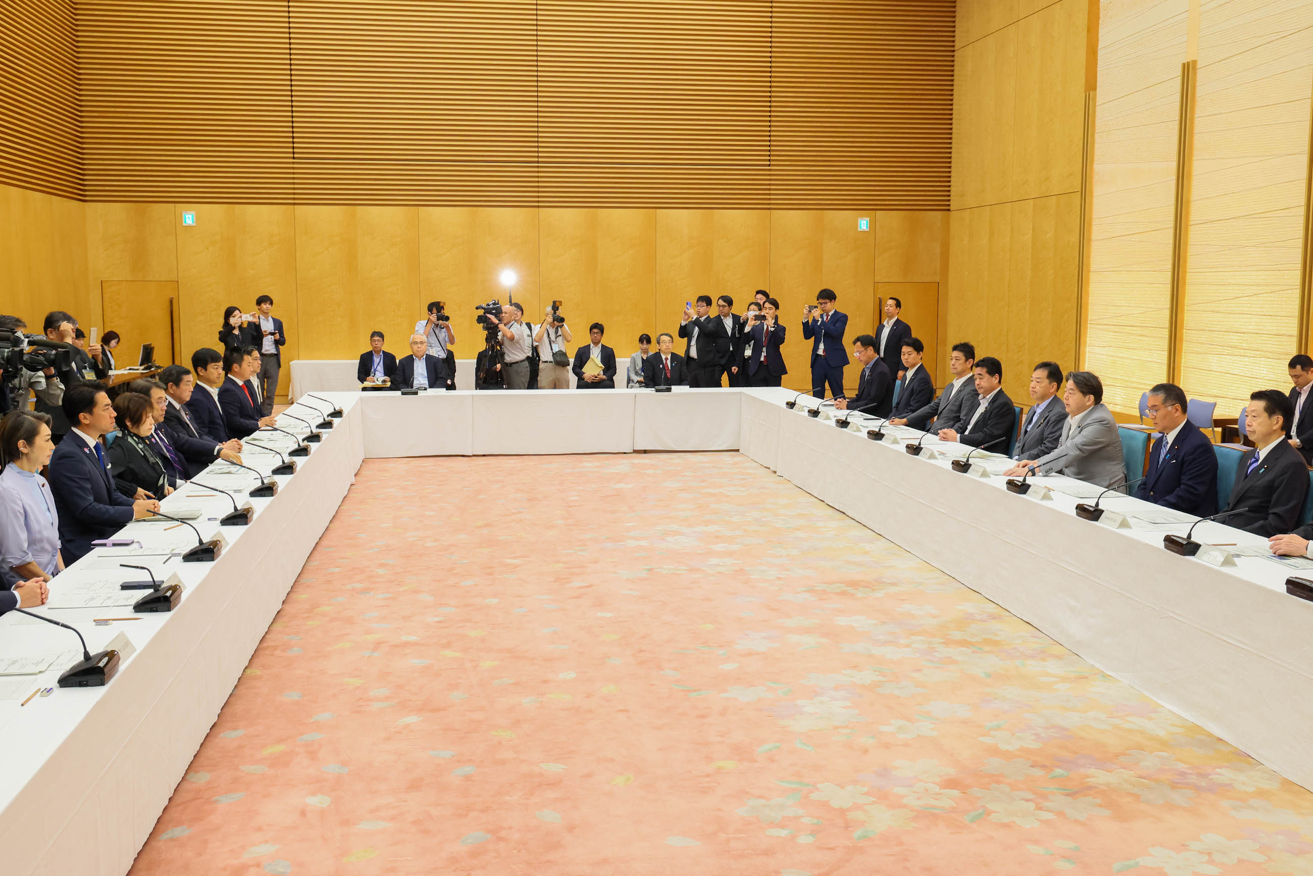 会議のまとめを行う林官房長官２