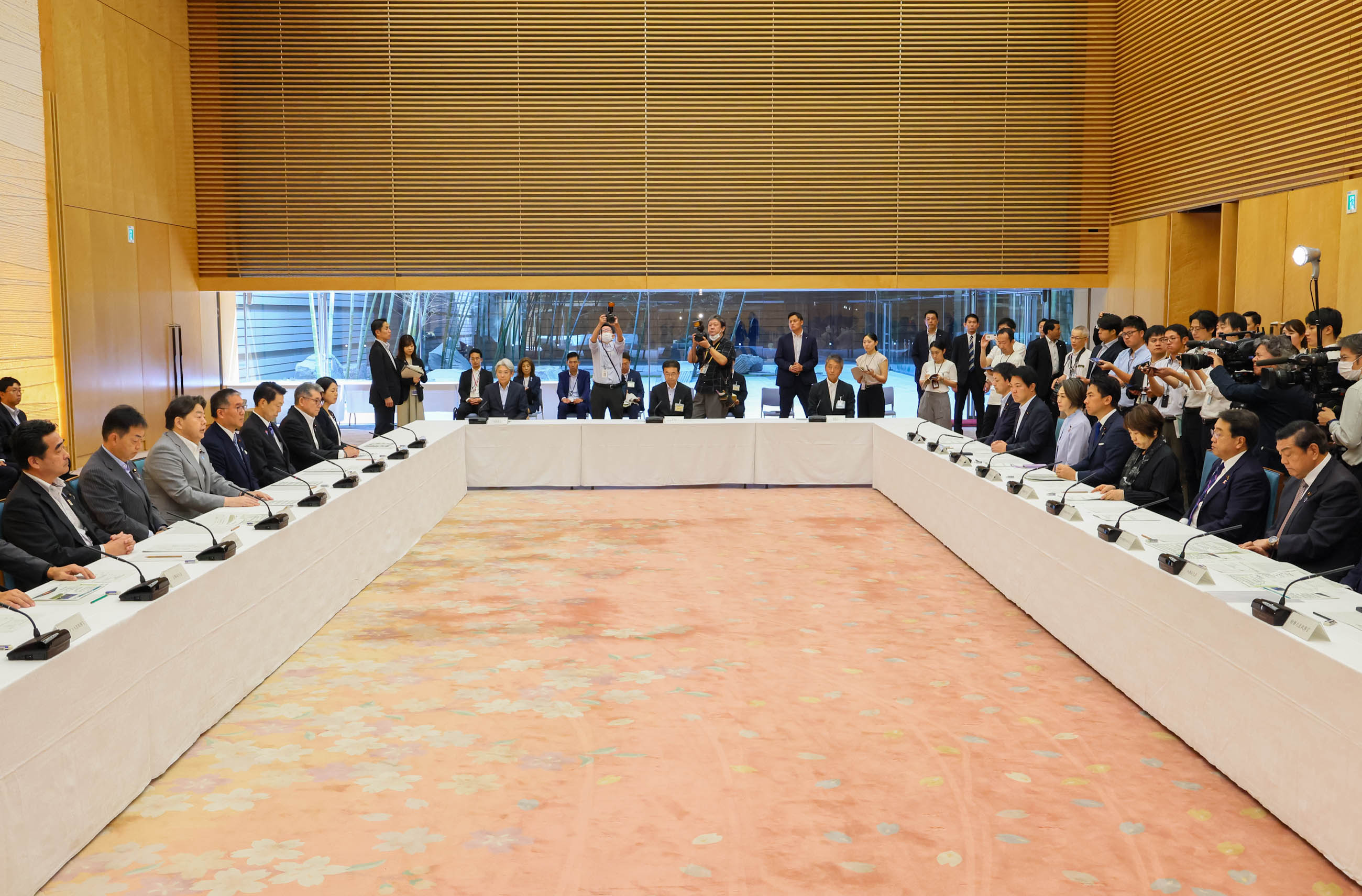 会議のまとめを行う林官房長官５