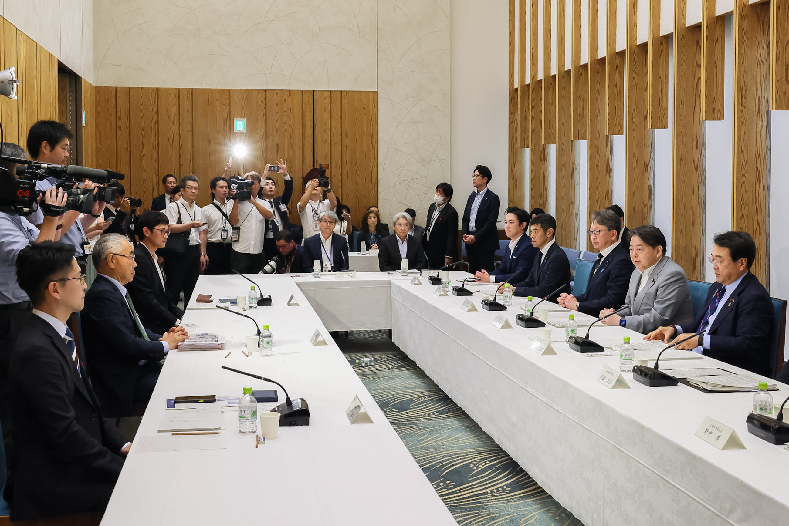 会議のまとめを行う林官房長官２