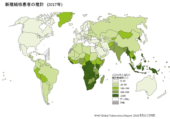 新規結核患者数の推計（2017年）