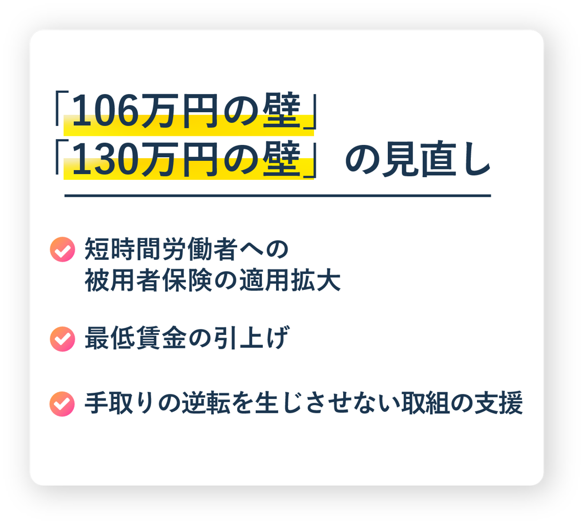 106万円の壁130万円の壁の見直し